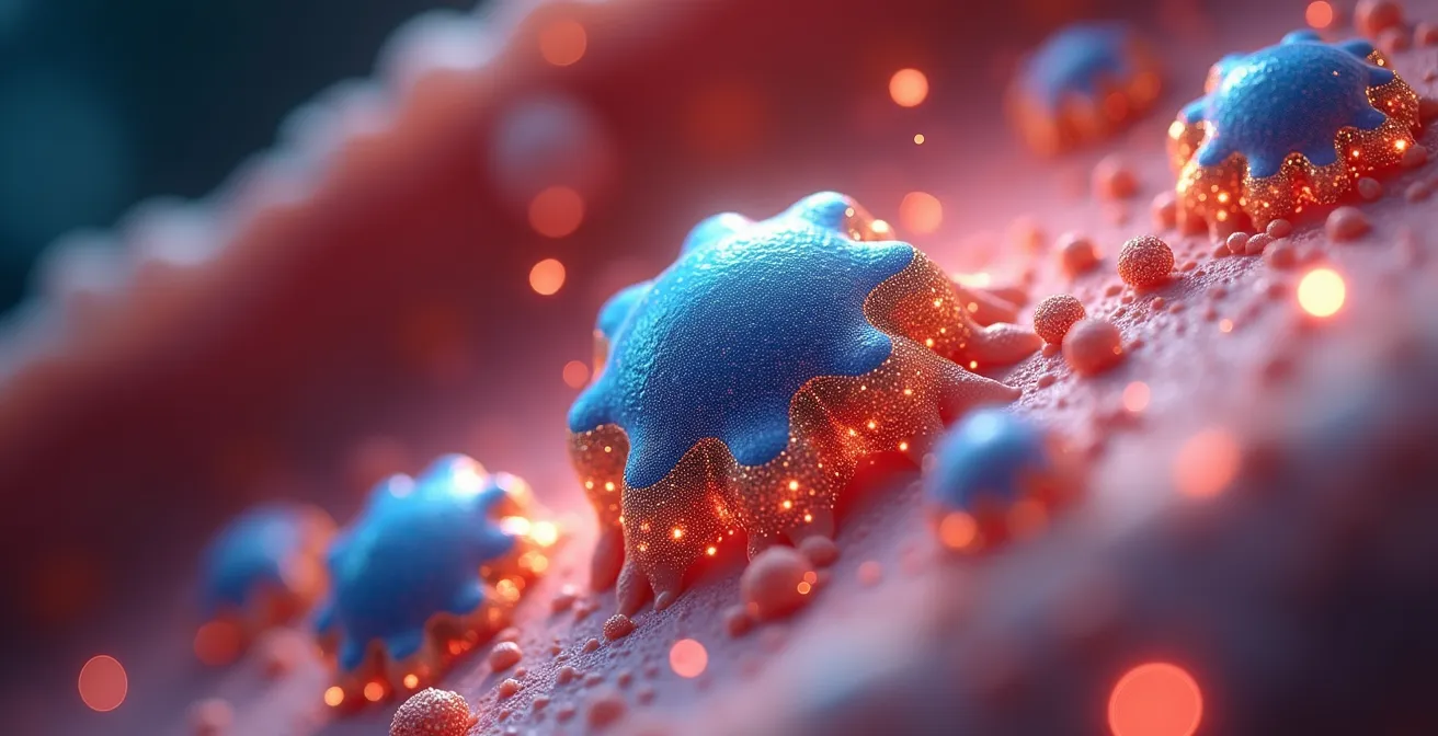 Mikroskopische Darstellung von Antioxidantien, die freie Radikale einfangen und neutralisieren