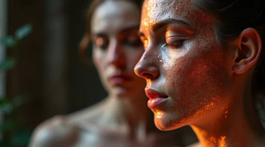 Symbolische Darstellung einer menschlichen Haut als befestigte Festung mit starken, schützenden Schichten