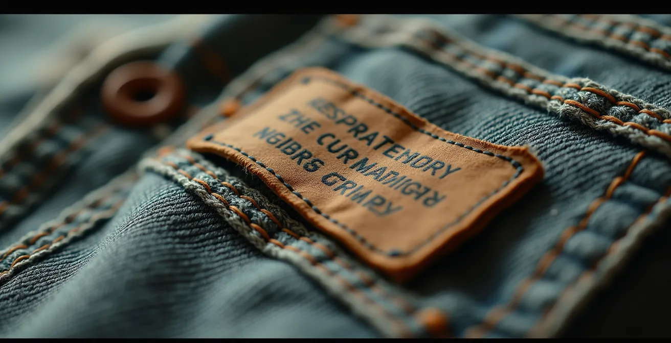 Detail einer vintage Näharbeit an einem klassischen Kleidungsstück, die Handwerkskunst und Geschichte erzählt