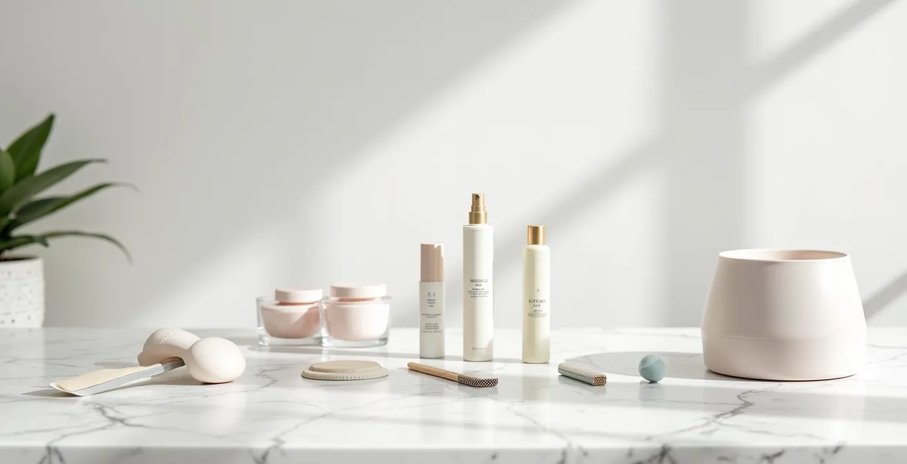 Infografische Darstellung verschiedener Maniküre-Typen mit charakteristischen Werkzeugen