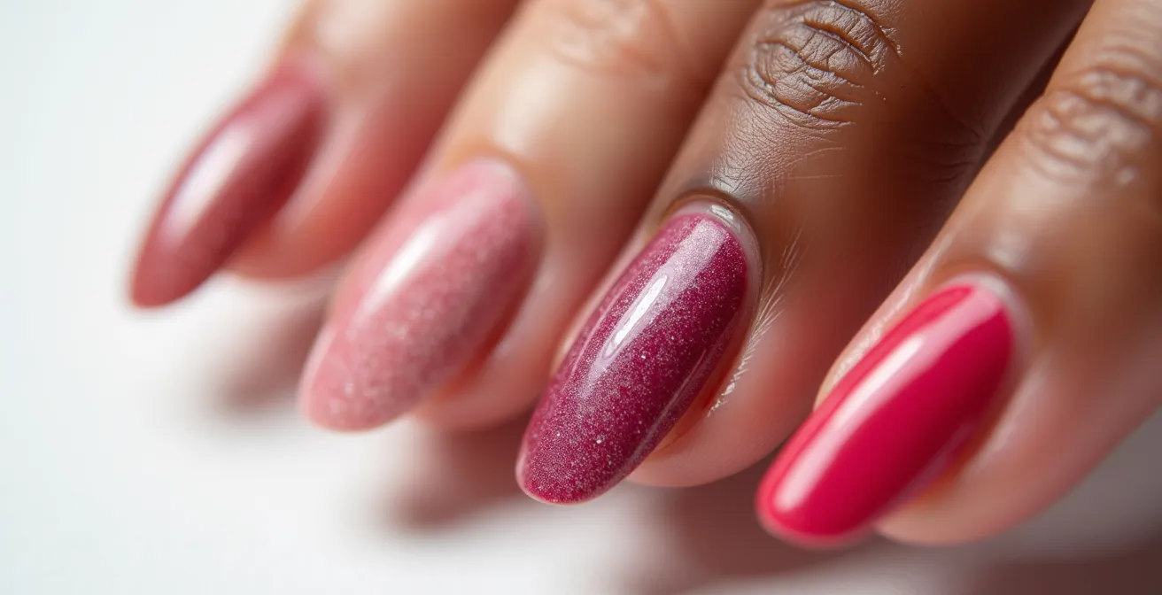 Verschiedene Hauttöne mit passenden Nagellackfarben im Vergleich