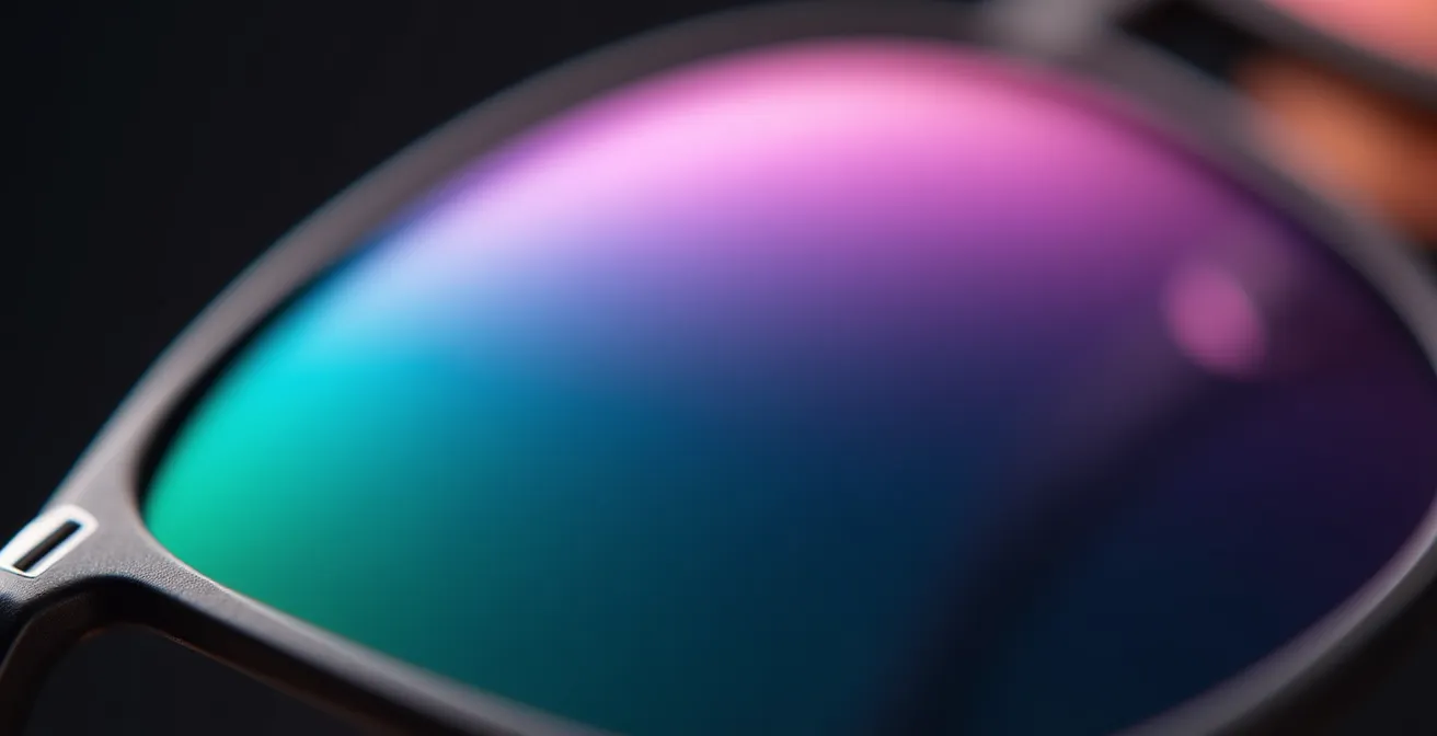 Detailaufnahme hochwertiger Sonnenschutzgläser mit UV-Schutz-Beschichtung