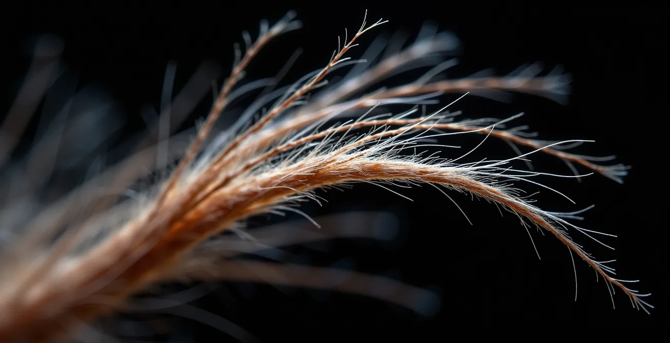 Mikroskopische Darstellung von Hitzeschäden an der Haarstruktur