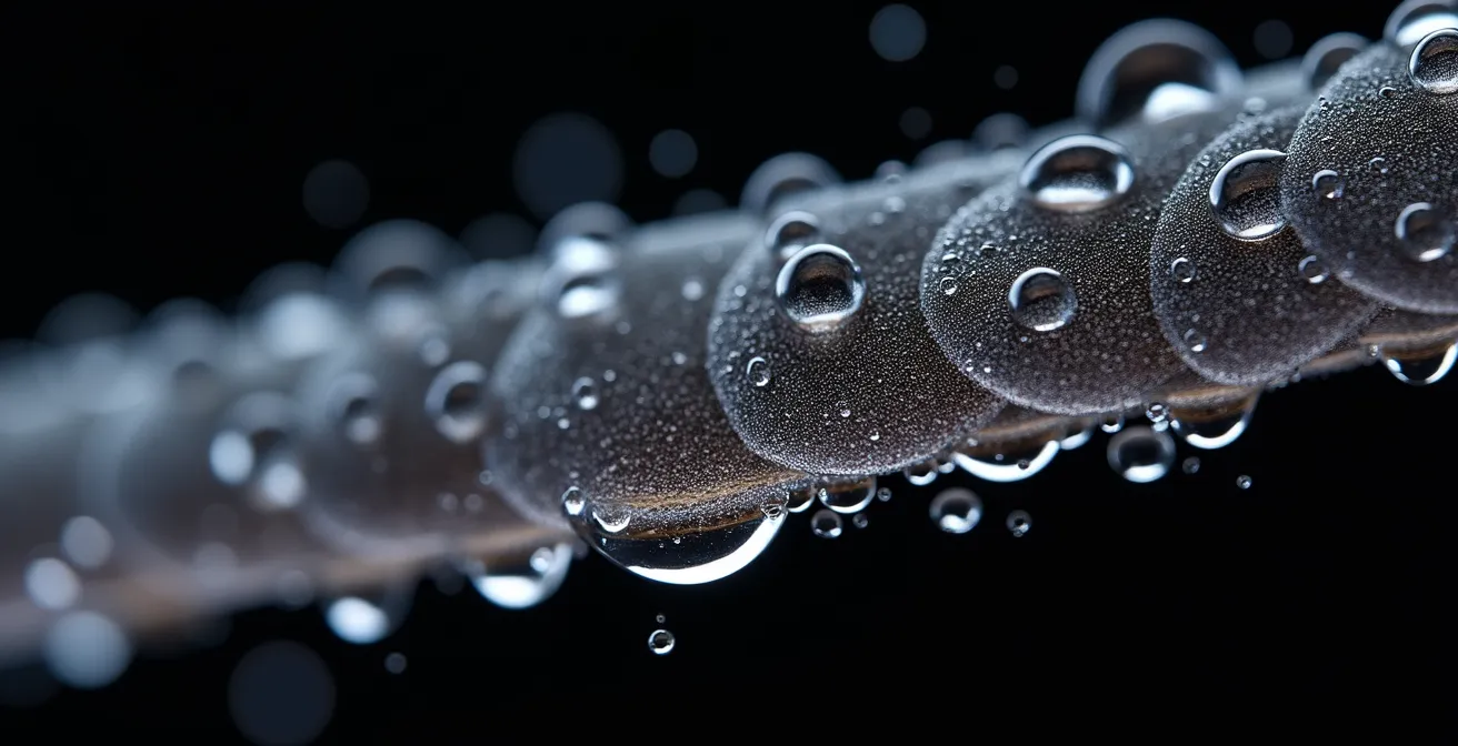 Mikroskopische Aufnahme der Haarschuppenschicht, die den Unterschied zwischen einer glatten und einer rauen Oberfläche zeigt