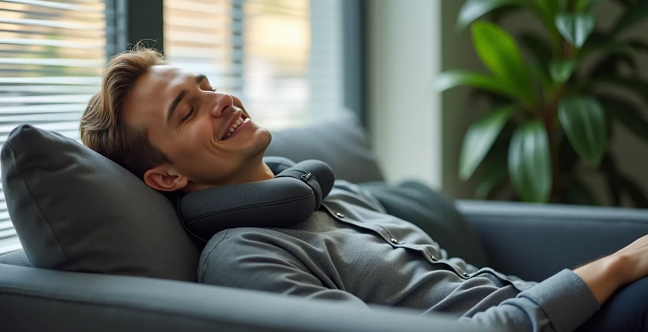 Person macht einen erholsamen Power-Nap in ruhiger Umgebung