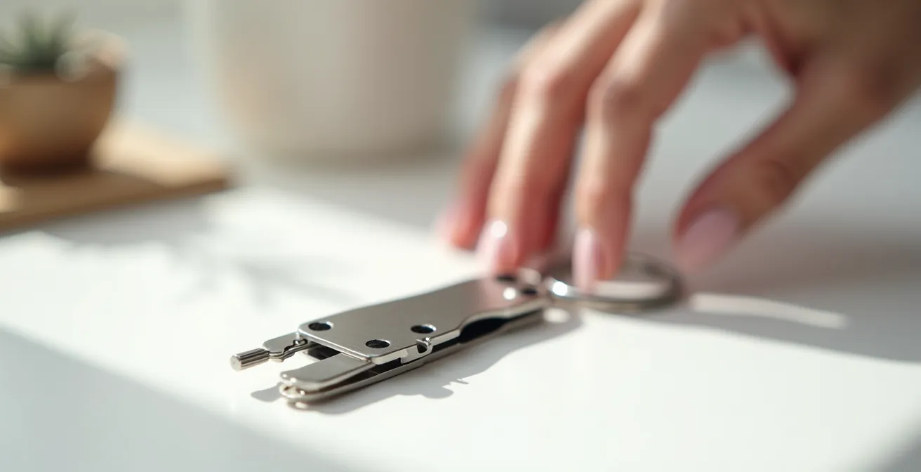 Eleganter Schlüsselanhänger mit integrierten Miniatur-Werkzeugen