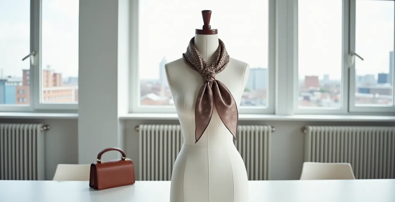 Seidentuch in verschiedenen eleganten Bindevarianten